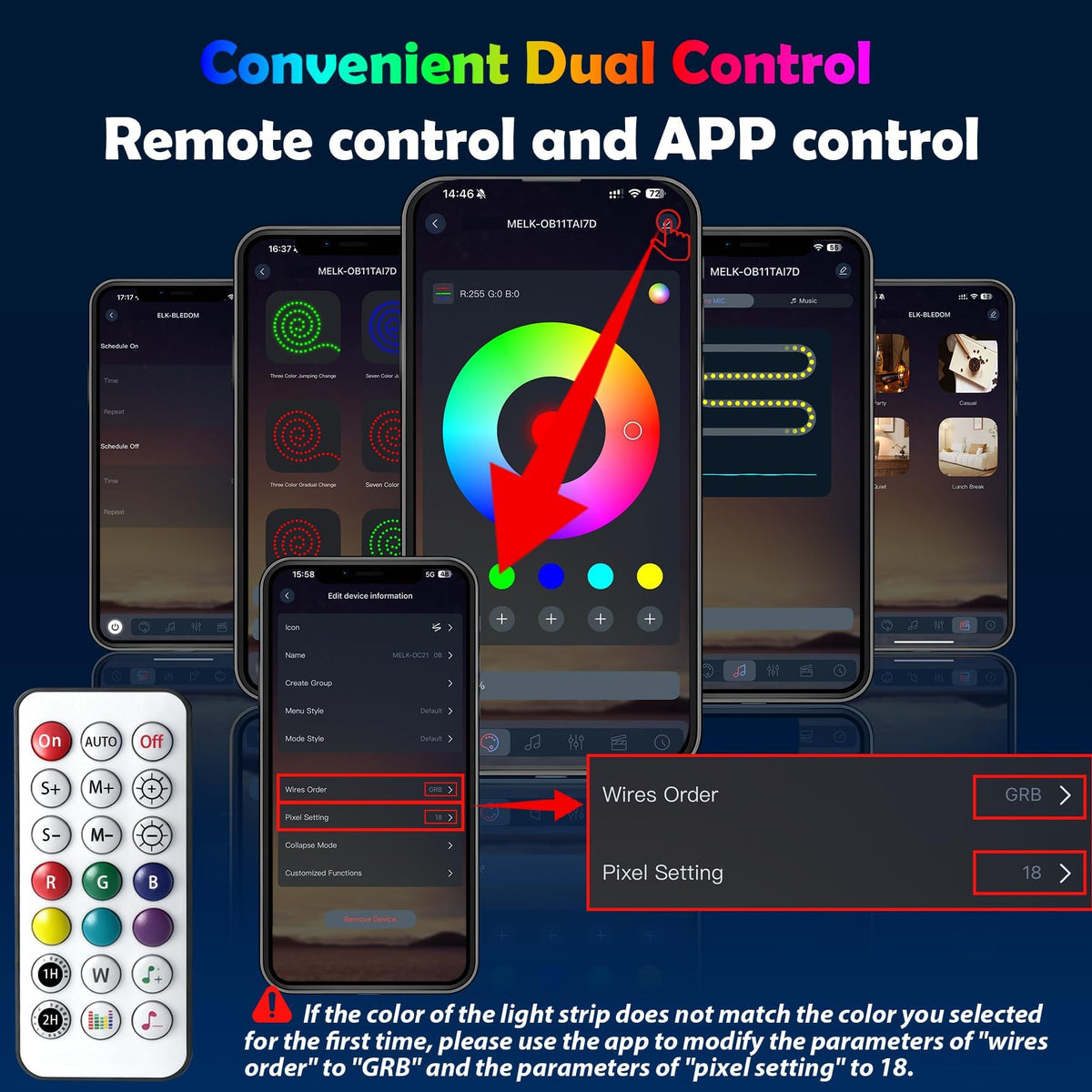 RGB-IC Car Ambient LED Strip Light Kit with App & Remote