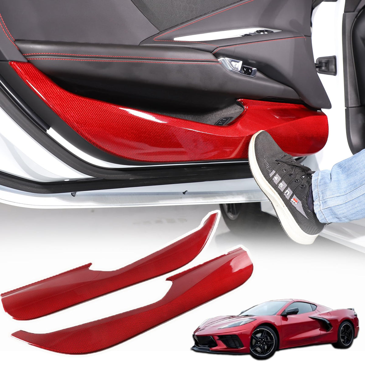 Carbon Fiber Door Kick Protectors for Corvette C8 2020–2026