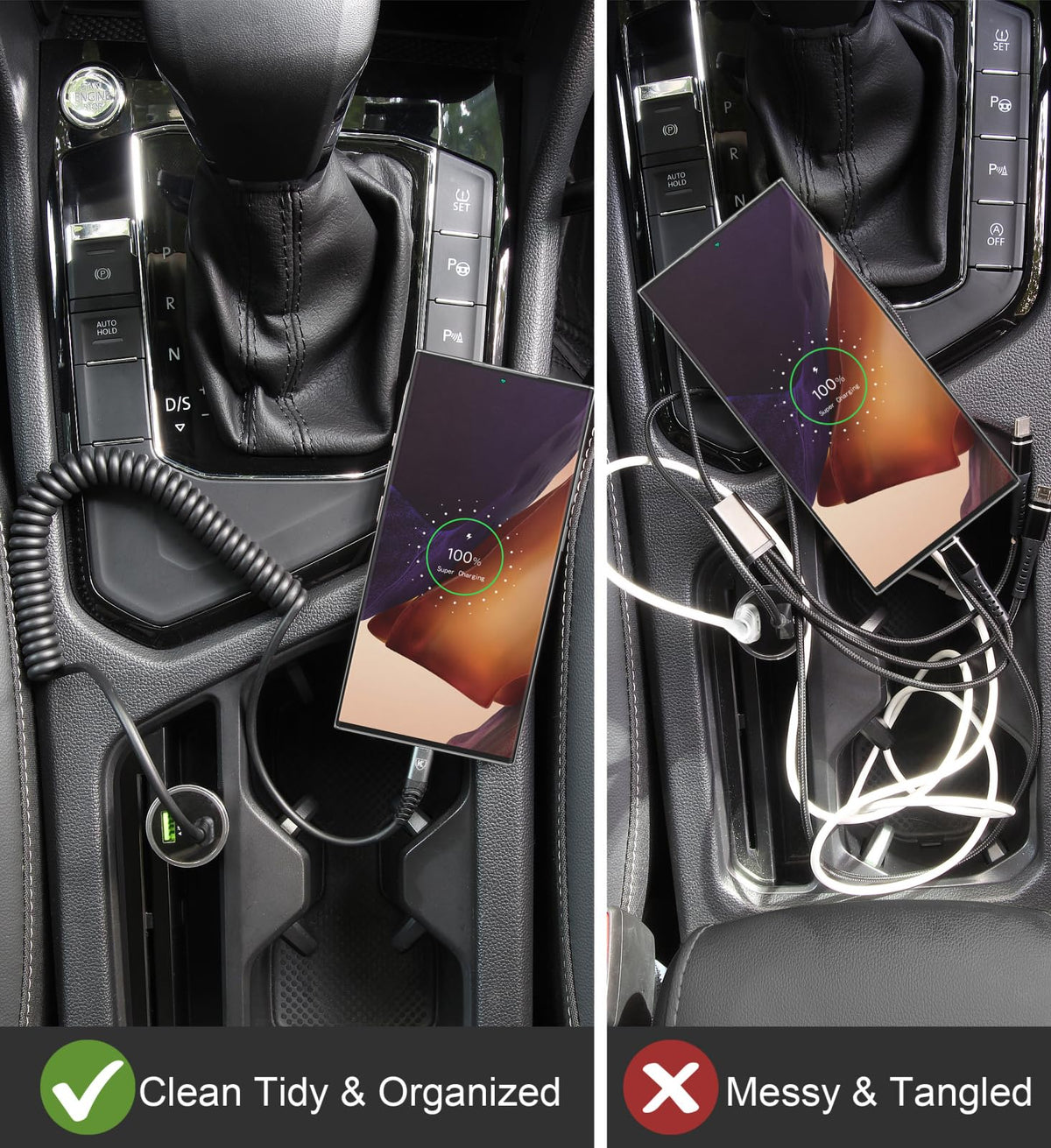 KIYODA 2-Pack Coiled USB-C Car Charging Cables