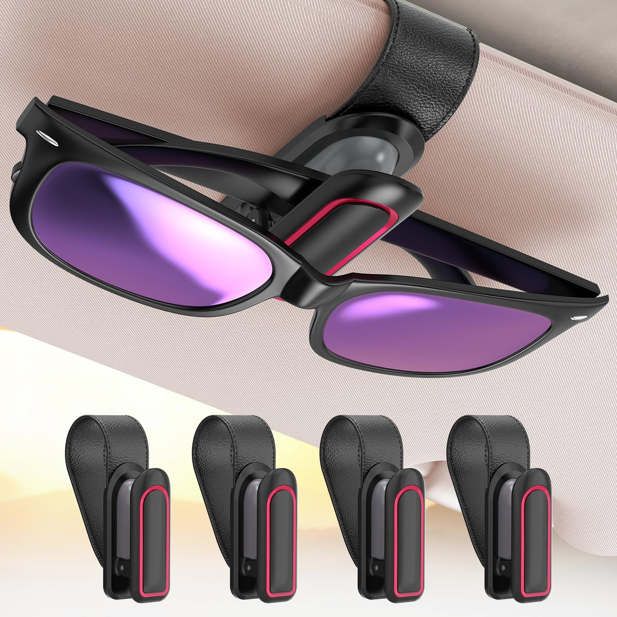 Veharvim 2-Pack Car Visor Sunglasses Holder Clips