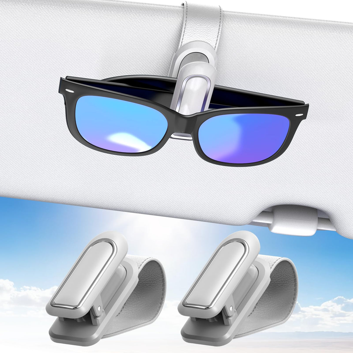 Veharvim 2-Pack Car Visor Sunglasses Holder Clips