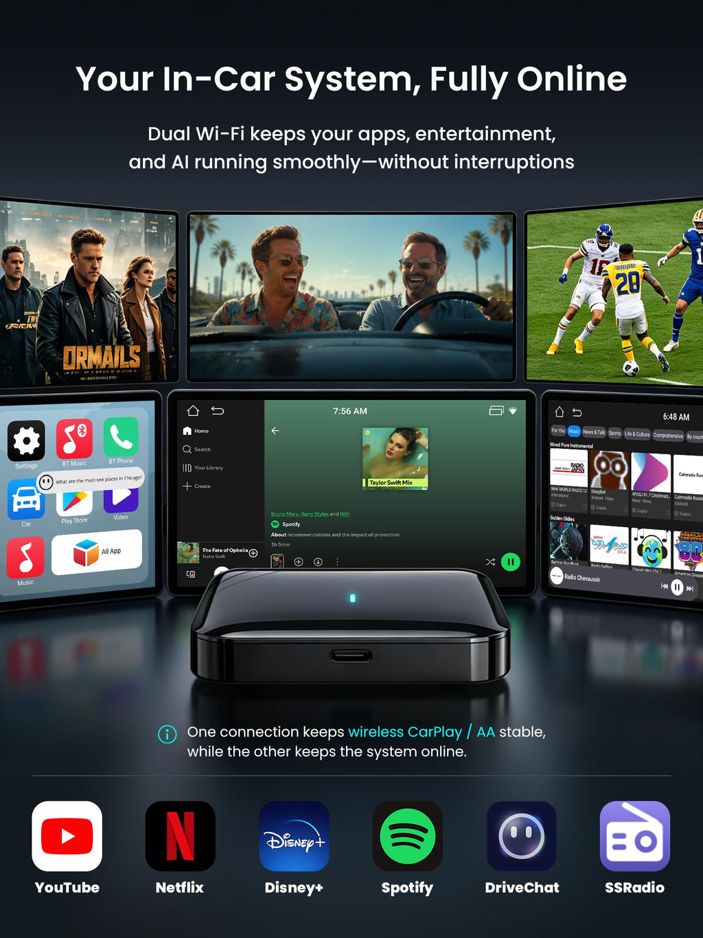 MYATOTO Magic AI Box Wireless CarPlay & Android Auto Adapter