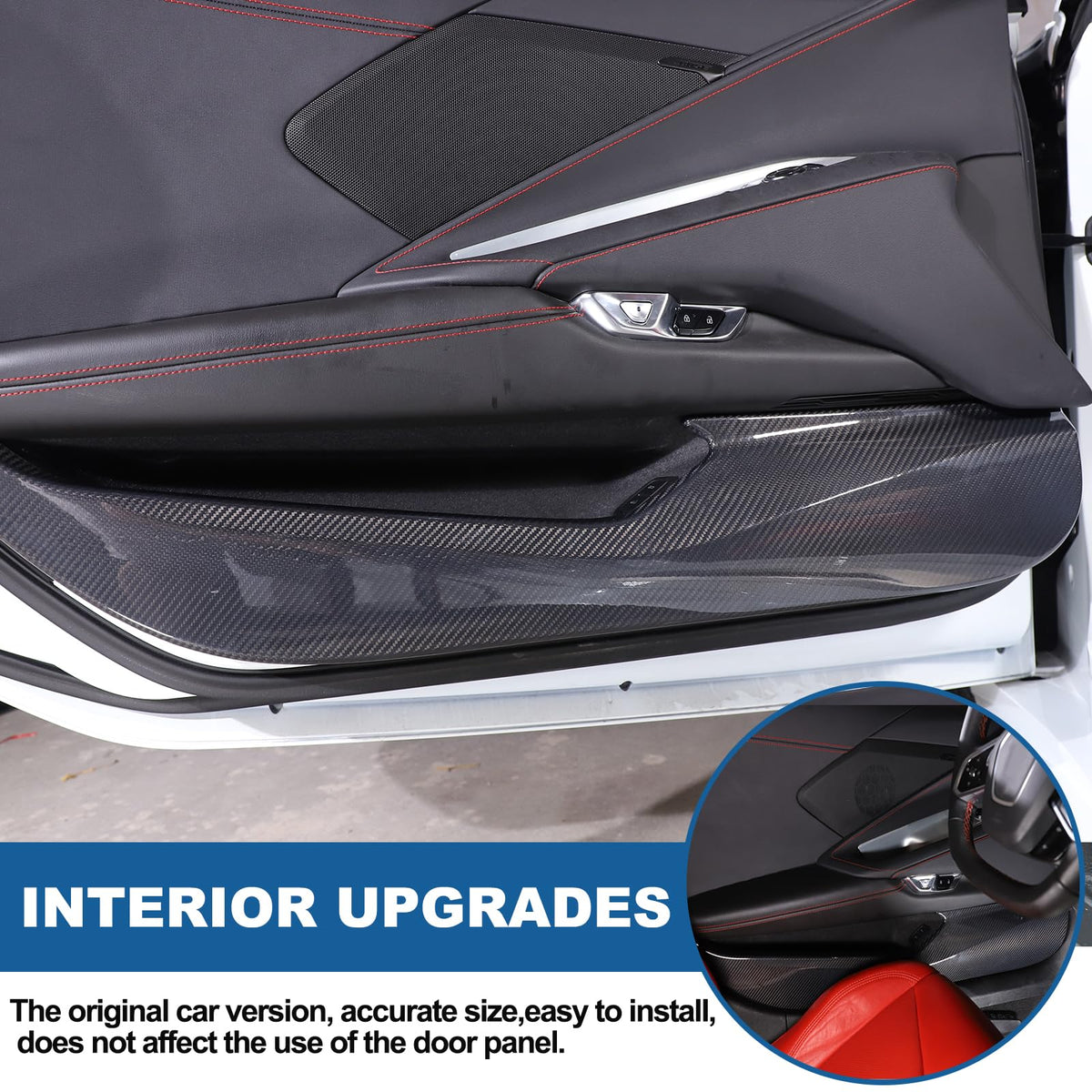 Car Door Anti Kick Cover Compatible with Chevrolet Corvette C8 2020-2026,Carbon Fiber Door Guard Side Edge Protector,Door Panel Anti-Collision Strips Cover Trim Accessories