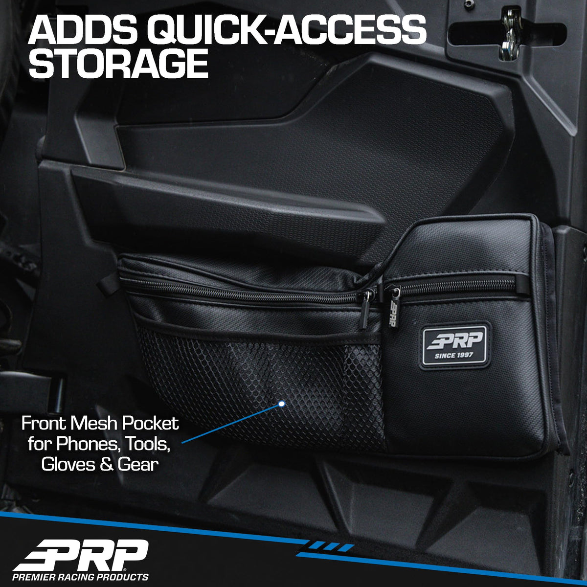 PRP Front & Rear Door Storage Bags with Knee Pads for Polaris RZR
