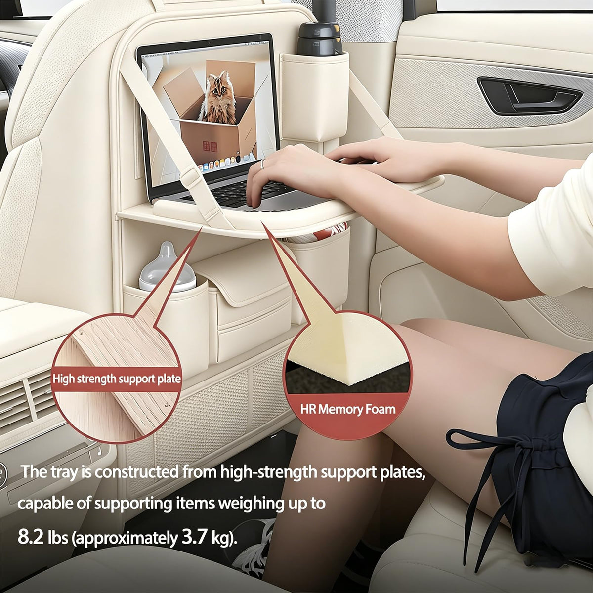 FASTAGEI Foldable Car Backseat Organizer with Table Tray