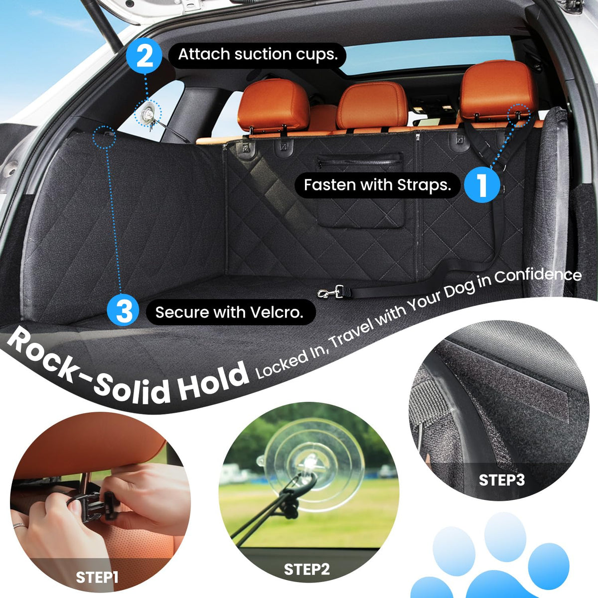 REEVAA SUV Cargo Liner for Dogs with Foam Side Walls