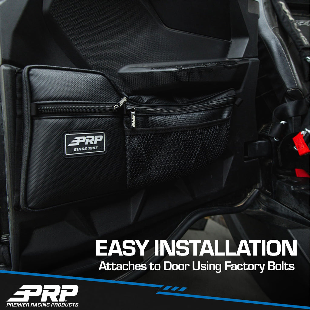 PRP Front & Rear Door Storage Bags with Knee Pads for Polaris RZR
