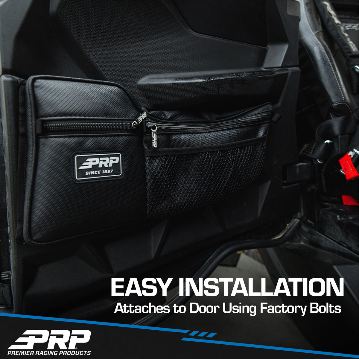 PRP Front & Rear Door Storage Bags with Knee Pads for Polaris RZR