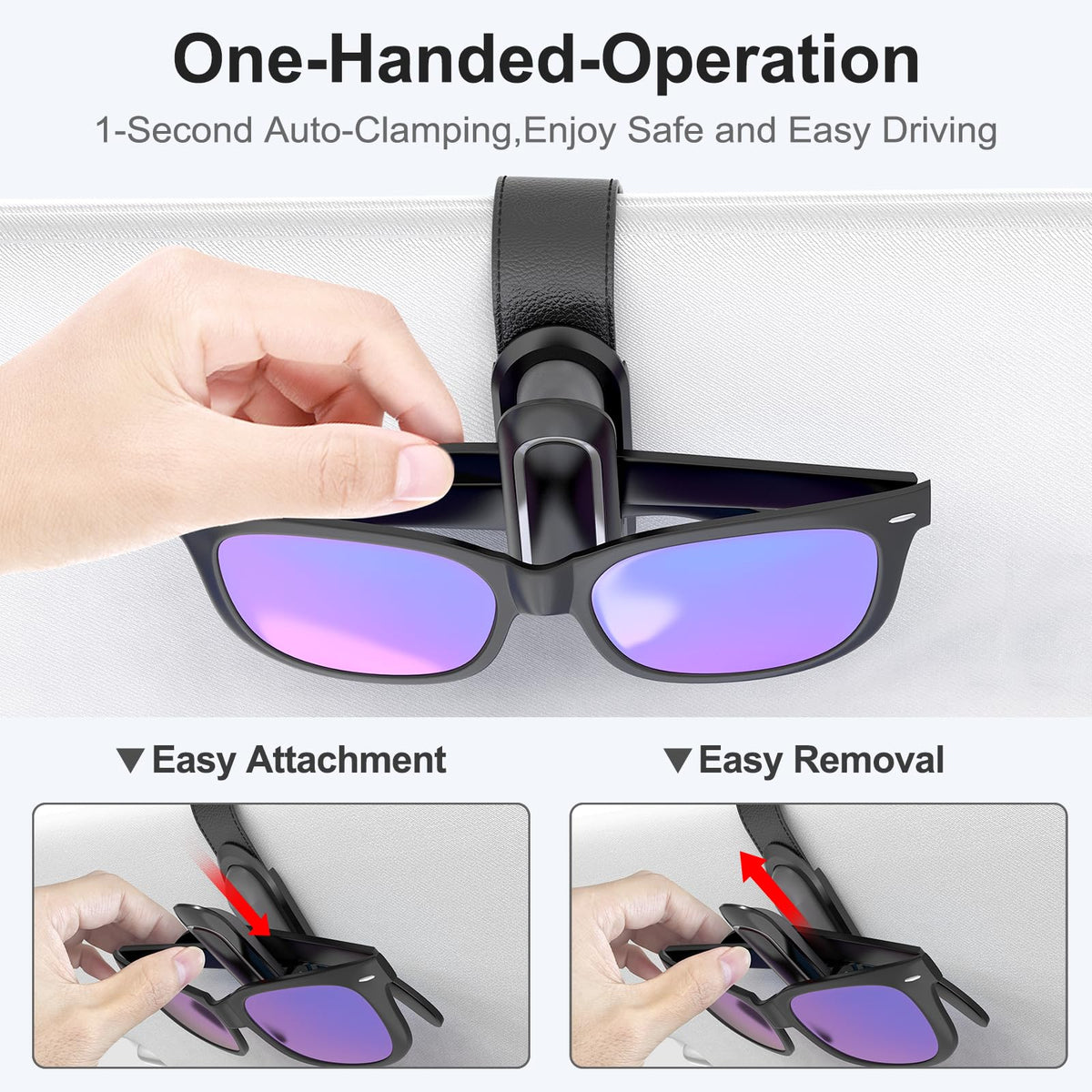 Veharvim 2-Pack Car Visor Sunglasses Holder Clips